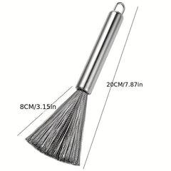 Stainless Steel Pot Cleaning Brush with Long Handle for Kitchen