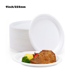 50 Biodegradable Sugarcane Pulp Paper Plates 22 for Parties and Kitchen