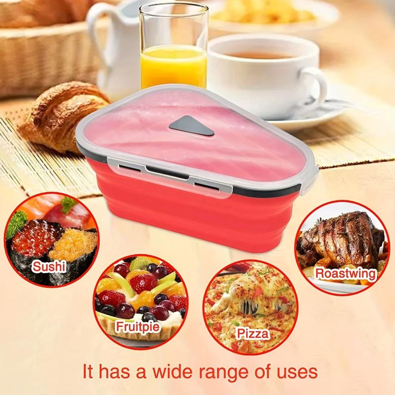 Silicone Pizza Folding Box With Lid Sealed Food Storage Box