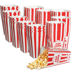 48 Mini Popcorn Boxes Movie Night Candy Snack Bags Containers Retro Red&White