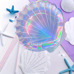 8 Shell Shape Paper Plates 17 Laser Glossy Disposable Plates Party Decoration
