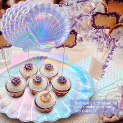 8 Shell Shape Paper Plates 17 Laser Glossy Disposable Plates Party Decoration
