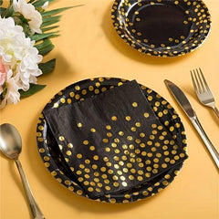 25pcs Disposable Dinnerware Set Paper Dinner Plates 17 22 Napkins Polka Dots