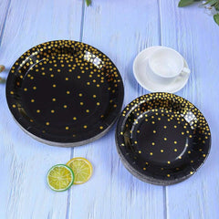 25pcs Disposable Dinnerware Set Paper Dinner Plates 17 22 Napkins Polka Dots