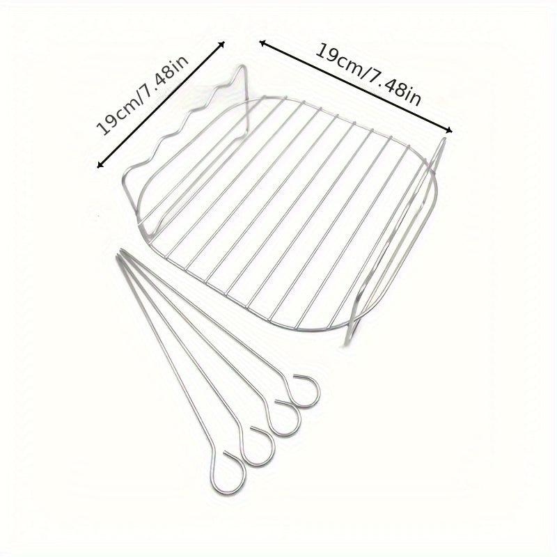 Air Fryer Rack With 3 Skewers Stainless Steel Air Fryer Grill Dual Layer