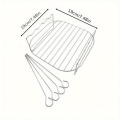 Air Fryer Rack With 3 Skewers Stainless Steel Air Fryer Grill Dual Layer