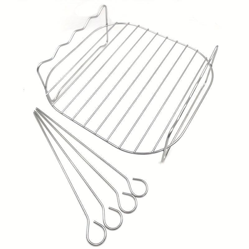 Air Fryer Rack With 3 Skewers Stainless Steel Air Fryer Grill Dual Layer