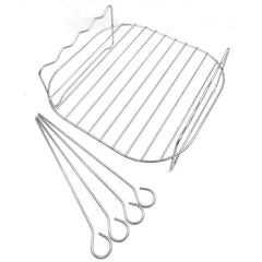 Air Fryer Rack With 3 Skewers Stainless Steel Air Fryer Grill Dual Layer