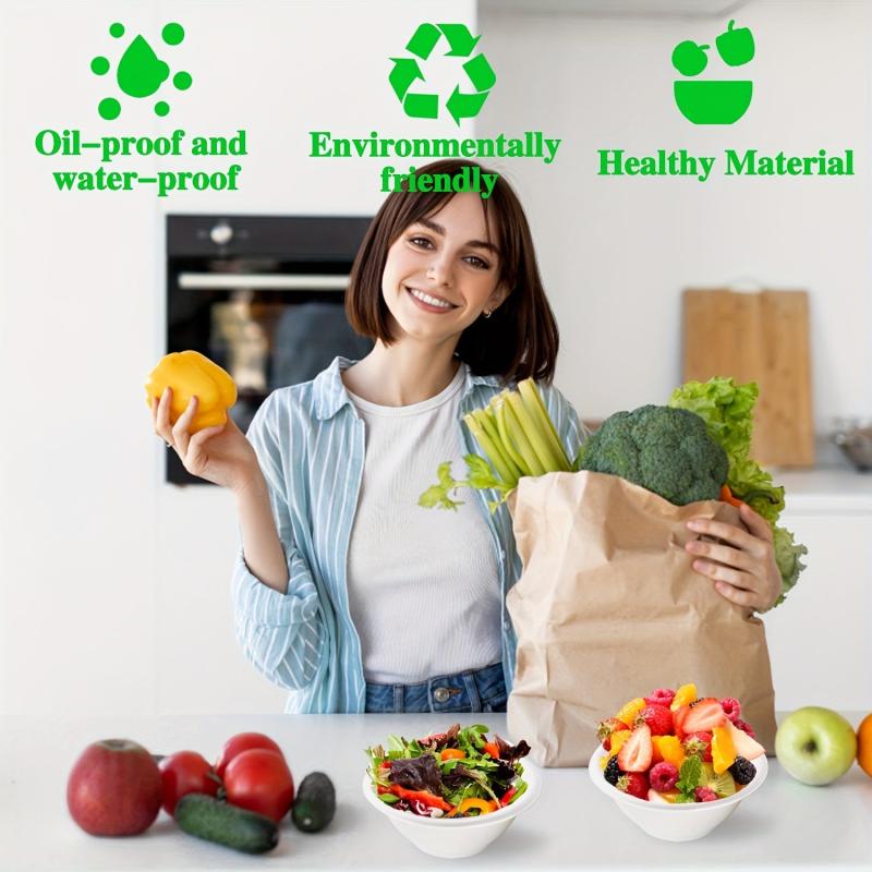 10pcs 8oz Compostable Bagasse Bowls Disposable Paper Bowls for Hot and Cold Food