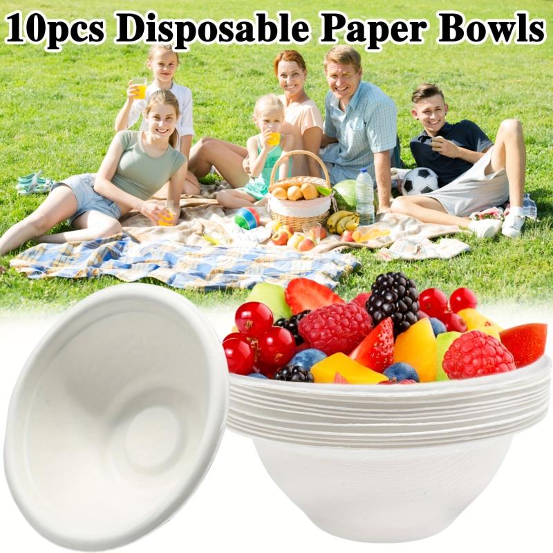 10pcs 8oz Compostable Bagasse Bowls Disposable Paper Bowls for Hot and Cold Food