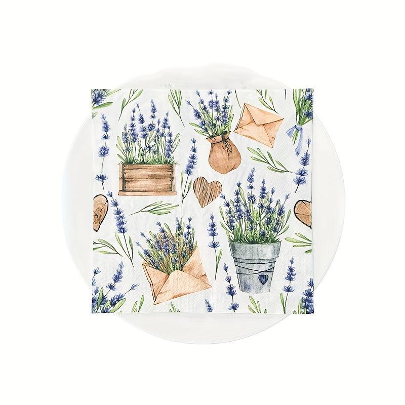 20pcs Disposable Square Napkin for Western Wedding Party - Printed Paper Napkin