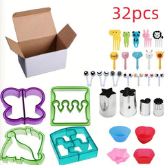 32pcs Sandwich Cutter Set with Fork, BPA Mold Cutter, Steel Fruit/Veggi