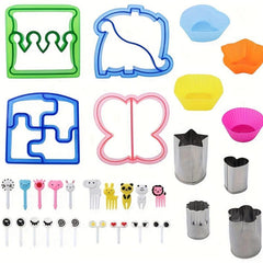 32pcs Sandwich Cutter Set with Fork, BPA Mold Cutter, Steel Fruit/Veggi