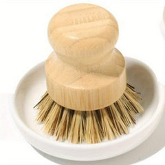 Bamboo Round Pot Dish Drainer Set with Wooden Brush