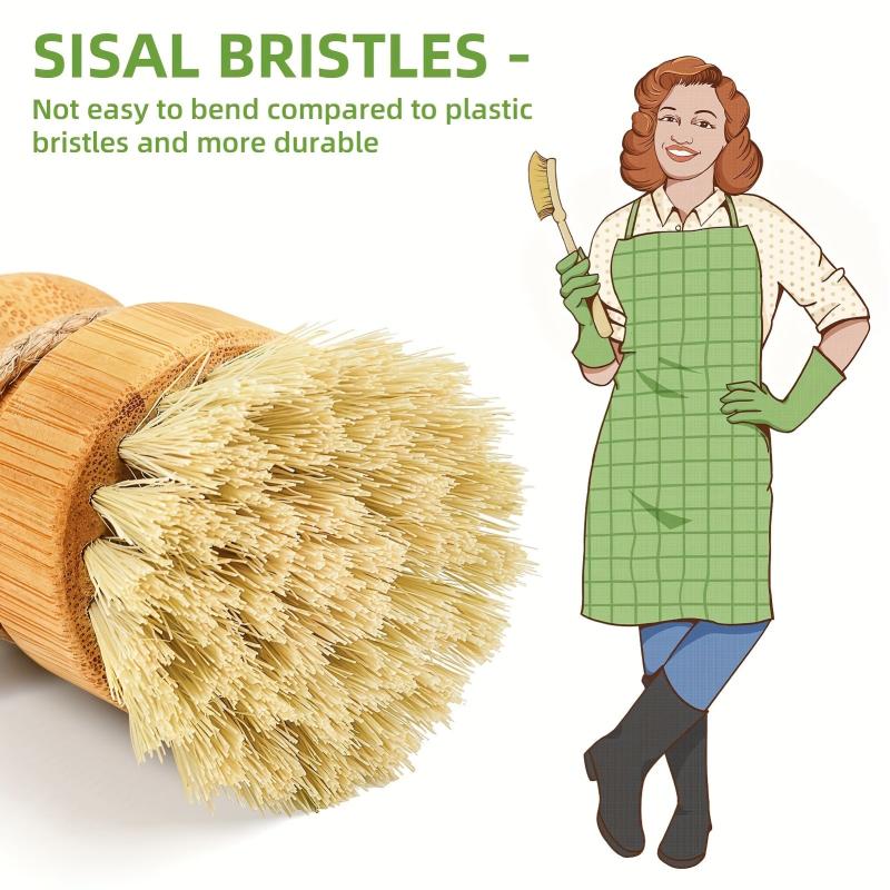 Bamboo Round Pot Dish Drainer Set with Wooden Brush