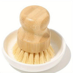 Bamboo Round Pot Dish Drainer Set with Wooden Brush
