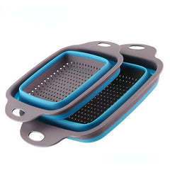 Silicone Collapsible Colander Set - 2 Pack Square Strainer with Handle