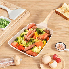 Square Jade Barbecue Frying Pan, Non Stick, Durable