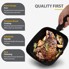 Square Cast Iron Baking Tray 25.4cm with Heat-resistant Stand