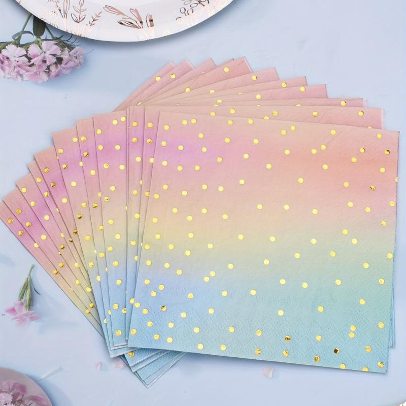 20pcs Gradient Colored Disposable Napkins For Party Celebrations