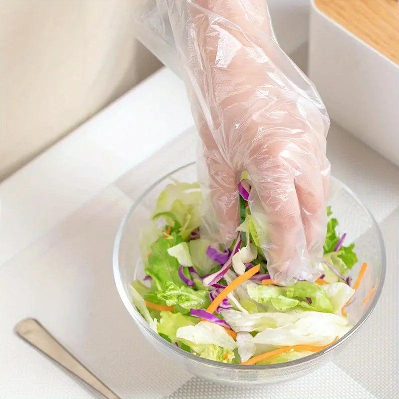 100pcs Plastic Disposable Gloves for Cooking Meal Preping Kitchen BBQ Cleaning