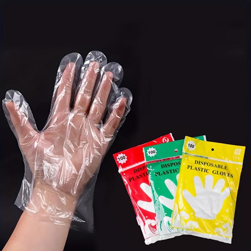 100pcs Plastic Disposable Gloves for Cooking Meal Preping Kitchen BBQ Cleaning