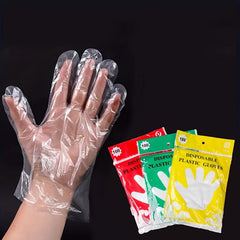 100pcs Plastic Disposable Gloves for Cooking Meal Preping Kitchen BBQ Cleaning