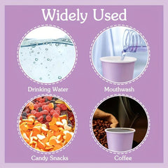50pcs Purple Disposable Paper Cups 3oz Small Mouthwash Cups