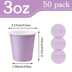 50pcs Purple Disposable Paper Cups 3oz Small Mouthwash Cups