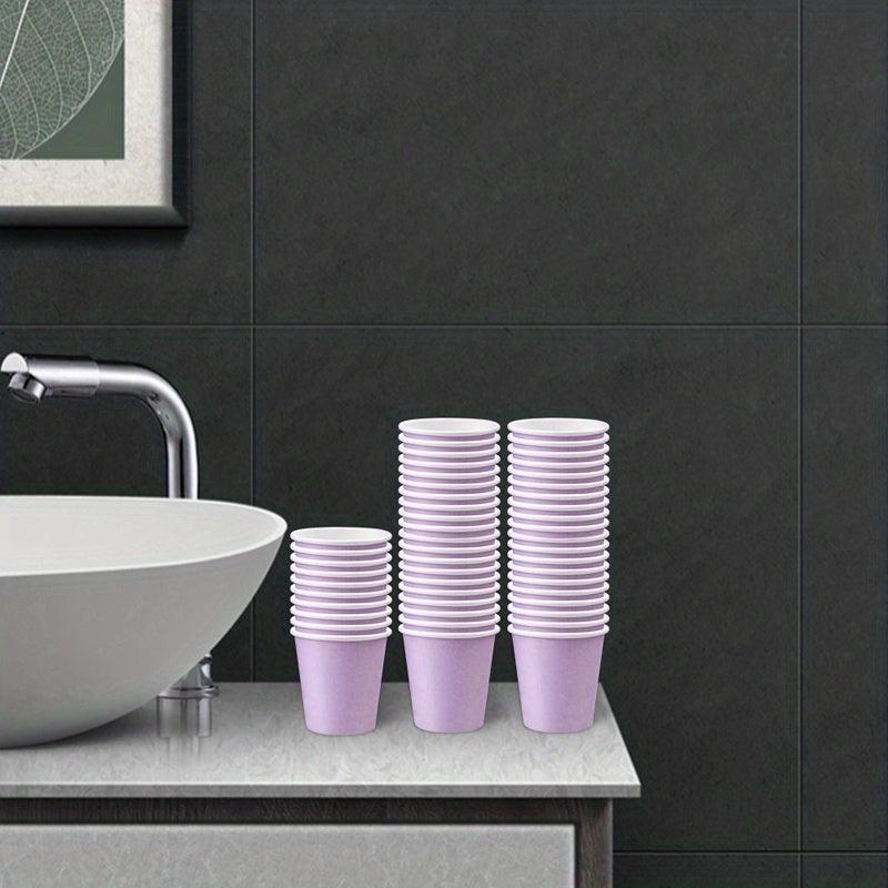 50pcs Purple Disposable Paper Cups 3oz Small Mouthwash Cups