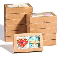 6pcs Treat Boxes With Window for Macarons, Candies, Cakesicles - L17 X W12 X H4