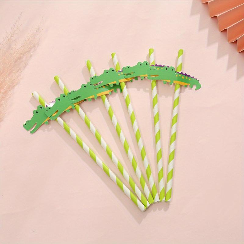 6pcs Fruit Animal Decor Straws Disposable Paper Drinking Straws
