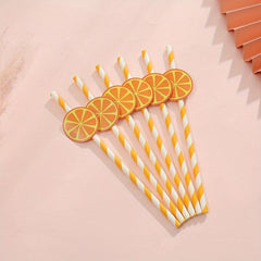 6pcs Fruit Animal Decor Straws Disposable Paper Drinking Straws