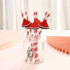 6pcs Fruit Animal Decor Straws Disposable Paper Drinking Straws