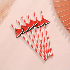 6pcs Fruit Animal Decor Straws Disposable Paper Drinking Straws