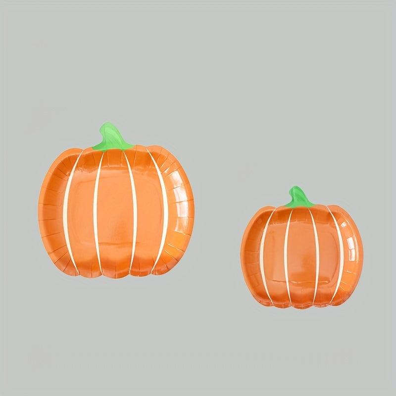 25pcs Pumpkin Paper Plate Halloween Orange Decor