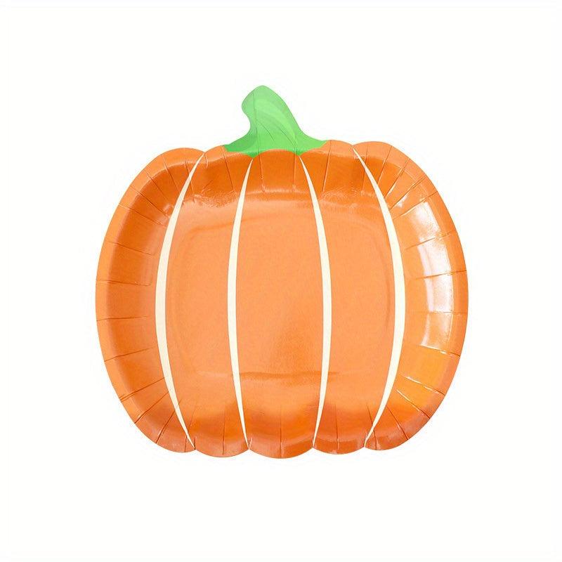 25pcs Pumpkin Paper Plate Halloween Orange Decor