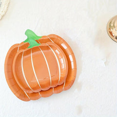 25pcs Pumpkin Paper Plate Halloween Orange Decor