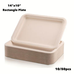 50pcs 35 Biodegradable Paper Plates Heavy Duty Sugarcane Platter for BBQ Picnic