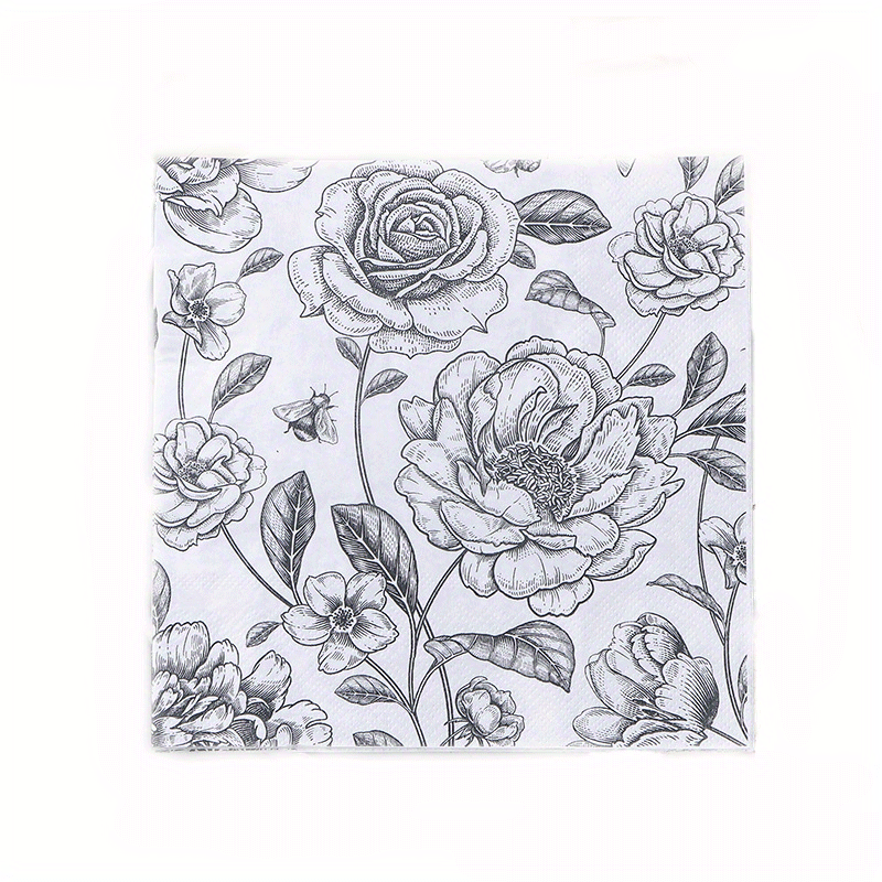 20pcs Butterfly Flower Napkin Disposable Printed Napkin Wedding Party