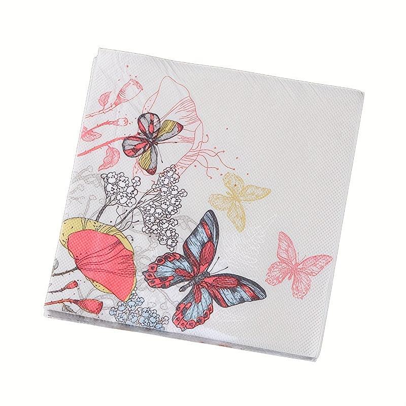 20pcs Butterfly Flower Napkin Disposable Printed Napkin Wedding Party