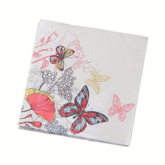 20pcs Butterfly Flower Napkin Disposable Printed Napkin Wedding Party