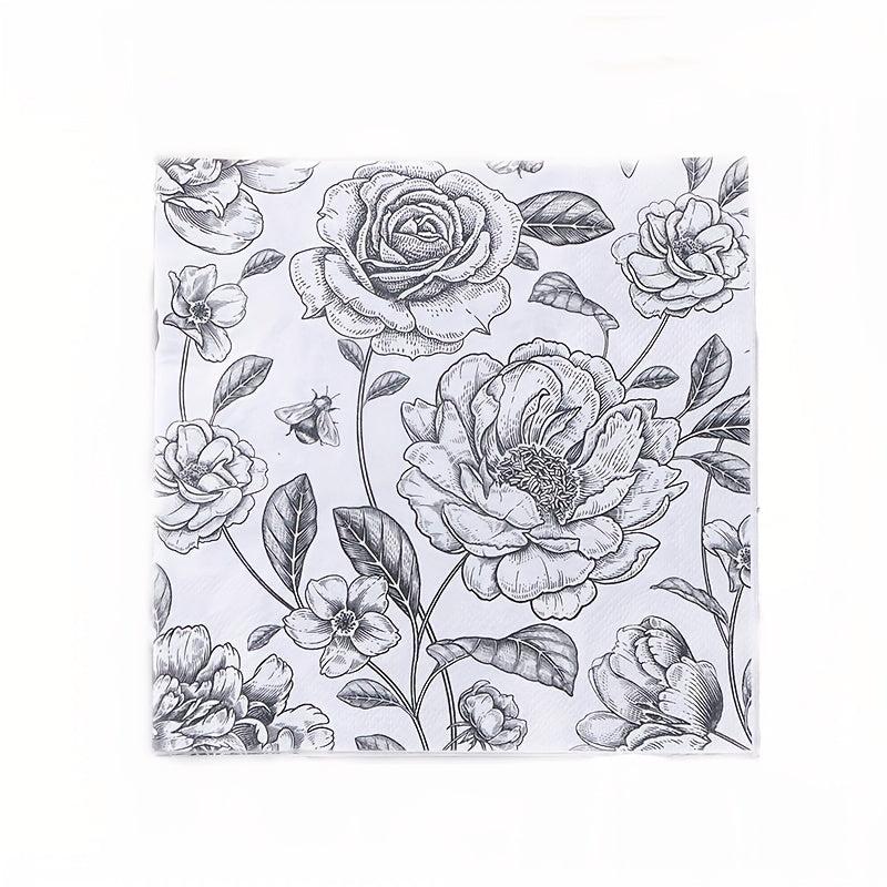 20pcs Butterfly Flower Napkin Disposable Printed Napkin Wedding Party