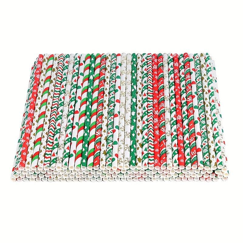 25pcs Biodegradable Paper Straws Christmas Party Cocktail Decorations
