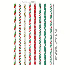 25pcs Biodegradable Paper Straws Christmas Party Cocktail Decorations