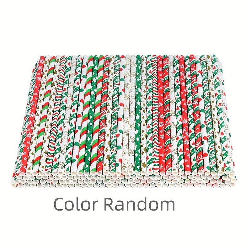 25pcs Biodegradable Paper Straws Christmas Party Cocktail Decorations