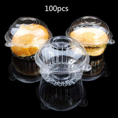 100pcs Clear Plastic Cupcake Boxes Disposable & BPA