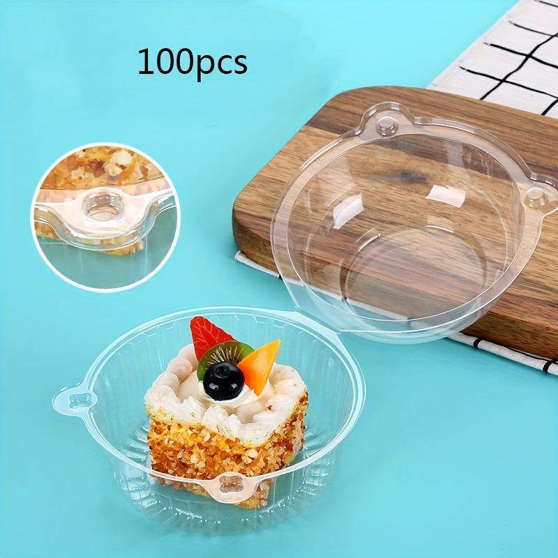 100pcs Clear Plastic Cupcake Boxes Disposable & BPA