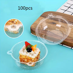 100pcs Clear Plastic Cupcake Boxes Disposable & BPA