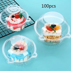 100pcs Clear Plastic Cupcake Boxes Disposable & BPA